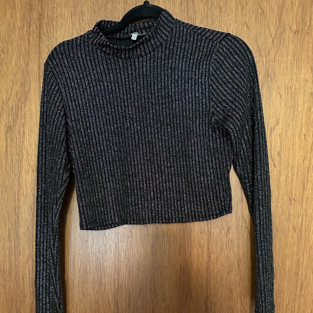 Sparkly long sleeve crop top